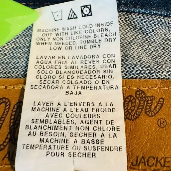 VTG Wrangler Western Denim Jacket Men LG Classic Trucker Dark Blue Jean Button - Picture 9 of 9